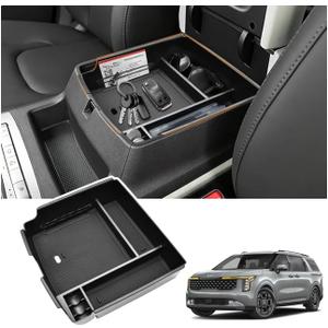 Center Console Organizer for 2022-2026 Kia Carnival (LX/LXS/EX/SX/SX Prestige) Console Tray Kia Carnival 2022-2026 Accessories Armrest Storage Box with Coins Holder