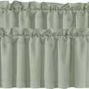 H.VERSAILTEX 2 Panels Blackout Valances for Small Windows Thermal Insulated Short Curtains Privacy Decorative Rod Pocket Shade for Kitchen/Living Room/Cafe/Bathroom/Laundry,52" W x 18" L,Sea Grass