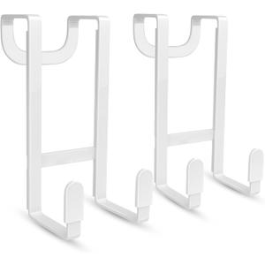 FYY 2 Packs Over The Door Hooks, Heavy Duty Door Hanger Hook, No Drill Wall Hooks for Hanging Coat, Towel, Bag in Bathroom, Closet Fits Most Doors Up to 1-7/8" Thickness White (Short)