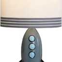 Kids Bedside Table Lamp, Adorable 14 Inch Rocket Ship Design with Cute Lampshade, Space lamp Ideal for Children's Bedroom Decor, Includes LED Bulb