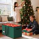 Christmas Ornament Storage Box Store 128-3" Ornaments, Ornament Organizer Storage box with Dual Zipper Closure Visual Cover & Adjustable Dividers, Holiday Decorations Storage Container with 8 Trays (Green)