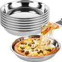 6 Pack Deep Dish Pizza Pan 8 Inch Stainless Steel Pizza Pan for Oven, Non-Stick & Dishwasher Safe Pizza Tray Pizza Baking Sheet Pizza Plates Pie Pan for Pizza, Pie, Cookie
