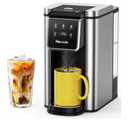 Single Serve Coffee Maker for K-Cup Pod and Grounds, Hot and Iced Coffee Maker, Strong Button Feature, 6 to 14oz Brew Sizes, 50oz Removable Tank, Up to 6.5 Inch Cup, Stainless Steel, Black