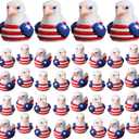 Soulchen 100 Pcs 4th of July Mini Patriotic Eagle Duck Figurine Bulk Mini Veteran Duck 250th Anniversary Independence Day Tiny Animal Figurine Bald Eagle for 4th of July Home Office Desk Hide and Seek