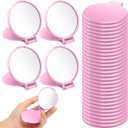 24 Pcs Mini Pink Compact Mirror Bulk for Women Small Round Portable Pink Mirror Makeup Folding Pocket Travel Accessories for Woman Galentines Valentines Day Party Favor, 2.8 x 2.4 Inch