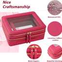 Aveniee XL Clear Makeup Organizer,Double Layer Travel Cosmetic Case with Brush Holder & Zippered Compartments,Big Toiletry Bag for Travel Accessories,2 Layers Large,Hotpink