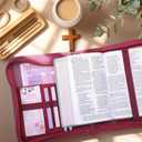 XKDOUS 24 Pcs Bible Cover Case for Women, Bible Bag with Study Supplies, Large Carrying Case with Handle, Bible Tabs, Bookmarks, Mothers Day Christian Gifts for Mom Women