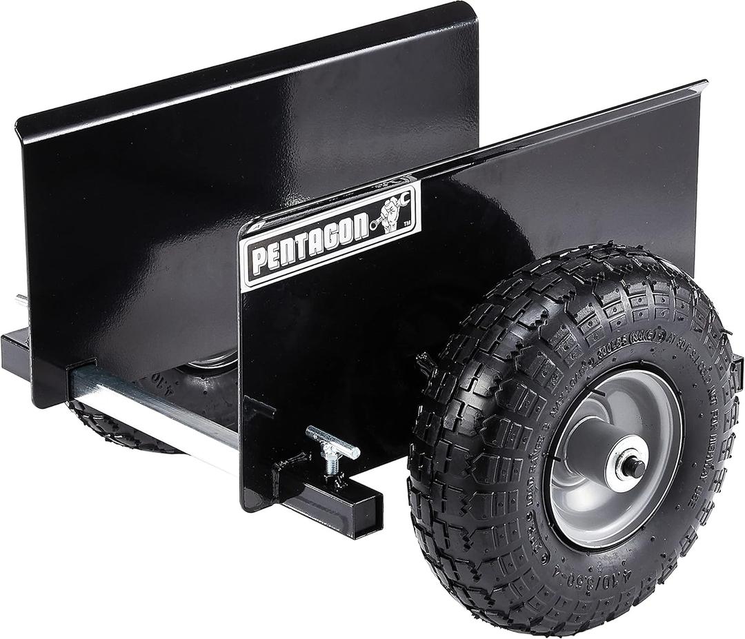 Drywall Cart - Lumber, Wood Paneling, and Plywood Carrier Holds up to 600lbs - Door Dolly with 10-inch Inflatable Wheels by Pentagon Tools (Black)