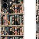 Goodon for iPhone 17 Case Cute,Aesthetic Vintage Bookshelf with Floral,Compatible with Magsafe,Trendy Wildflower Unique Cool Retro Coquette Slim Silicone Phone Cover for Women Girls