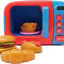Boley Blue Microwave Playset - 11 Pc Light & Sound Pretend Play Kitchen Toys Set with Play Food for Kids Ages 3+