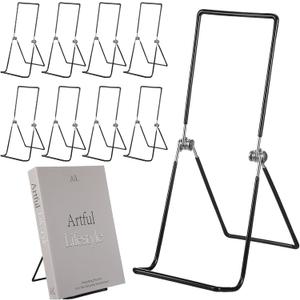 10 PCS Metal Book Stand, 9.17 Inch Adjustable Plate Display Stand Bulk Foldable Black Metal Easels Portable Stands for Books, Photo Frames, Vinyl Records, Paintings and Handicrafts-Black