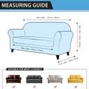 Loveseat Sofa Slipcover Leather Look Couch Covers for 2 Seater Couch Sofa 1-Piece Sofa Cover Stretch Furniture Protector with Elastic Bottom & Pockets(Loveseat, Coffee)