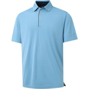 M MAELREG Golf Shirts for Men Short Sleeve Dry Fit Casual Striped Performance Moisture Wicking Collared Mens Polo Shirts (XXXL)
