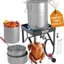 GasOne Turkey Fryer and Seafood Boil 13pc Set - 30QT & 10QT Propane Burner Set for Crawfish, Crab, Shrimp, Lobster, Turkey Frying, Complete Outdoor Cooker for Boiling & Frying