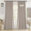 StangH Full Blackout Pinch Pleated Curtains for Bedroom, Beige Linen Curtains 84 inch Length 2 Panels Solid Energy Efficient Thermal Window Drapes for Sliding Door Track System, W40 x L84