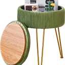 Wimarsbon Velvet Foot Rest Stool Multipurpose Dressing Stools Upholstered Round Storage Ottoman Modern Soft Vanity Chair with Memory Foam Seat Green