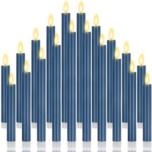 20 Pcs Flameless LED Taper Candles Battery Operated Taper Candles 5 Sizes of 6.5'', 7.7'', 8.8'', 10.0'', 11.2'' Flameless Candlesticks Flickering with 3D Flame for Wedding (Blue)