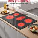 30 Inch Electric Cooktop, Built-in 5 Burner Electric Stovetop 8400W, 30" Glass Ceramic Cook Top with Expanded Zone, Child Safety Lock, Timer, Pause Control, 220V - 240V Hard Wire, No Plug