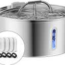 Cat Water Fountain Stainless Steel, 3.2L/108OZ Pet Water Fountain for Drinking,Automatic Metal Dog Water Fountain with 4 Filters & 4 Sponges,Quiet Pump,Dual-Stream for Cats, Dogs,Multiple Pets Indoor
