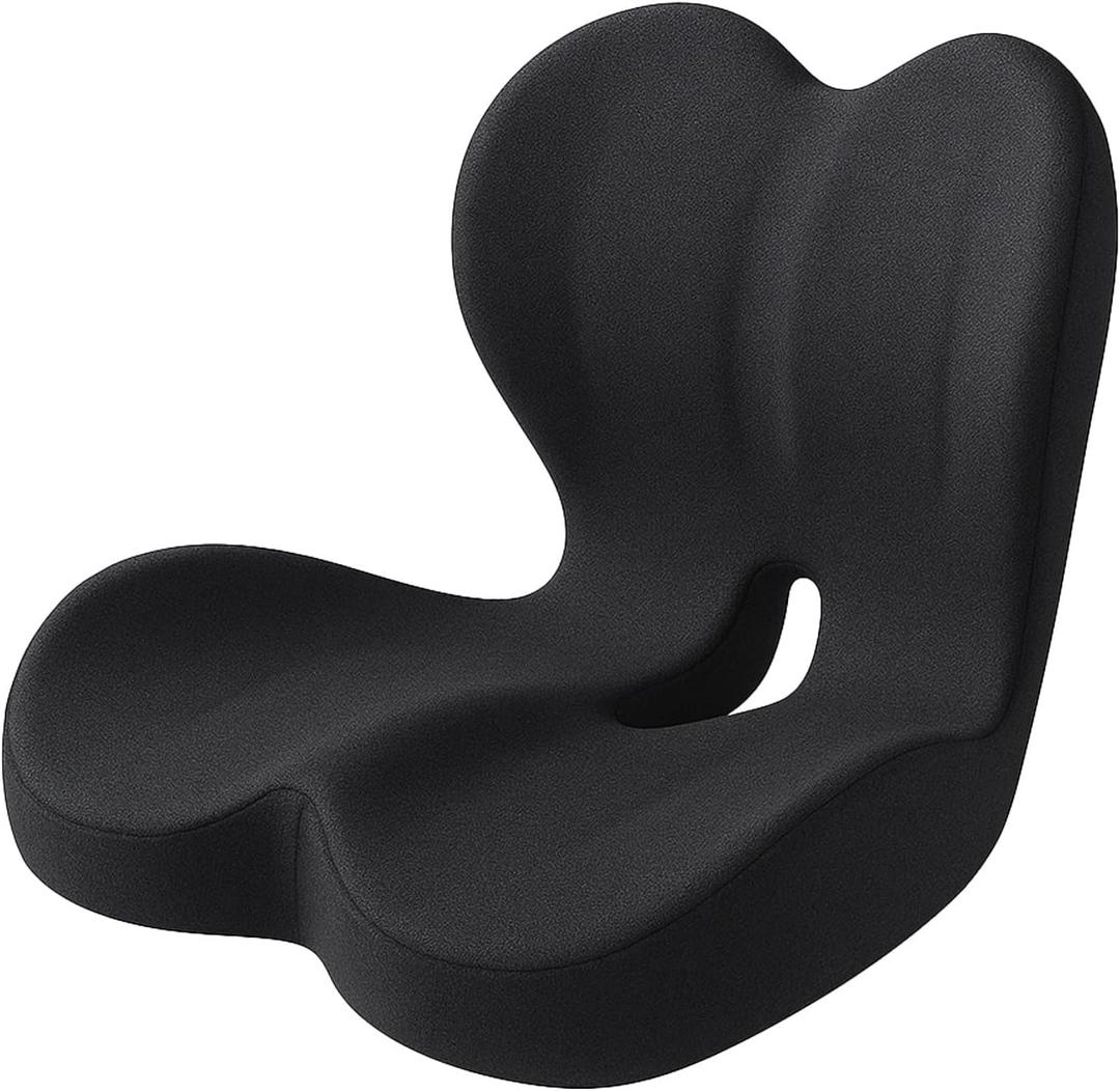 Ergonomic Lab-Designed Memory Foam Seat Cushion for Office Chair, Car Seat for Driving, Truck Seat, Driver Seat, Sciatica, Tailbone & Coccyx Pain Relief, Lumbar and Lower Back SupportBlack