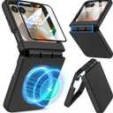 for Motorola Razr 2024/2025 Case, for Moto Razr 2025/2024 Phone Case [Compatible with MagSafe][Screen Protector][Hinge Protection]  Slim Magnetic Cover with Soft TPU & Hard PC, Shockproof - Black