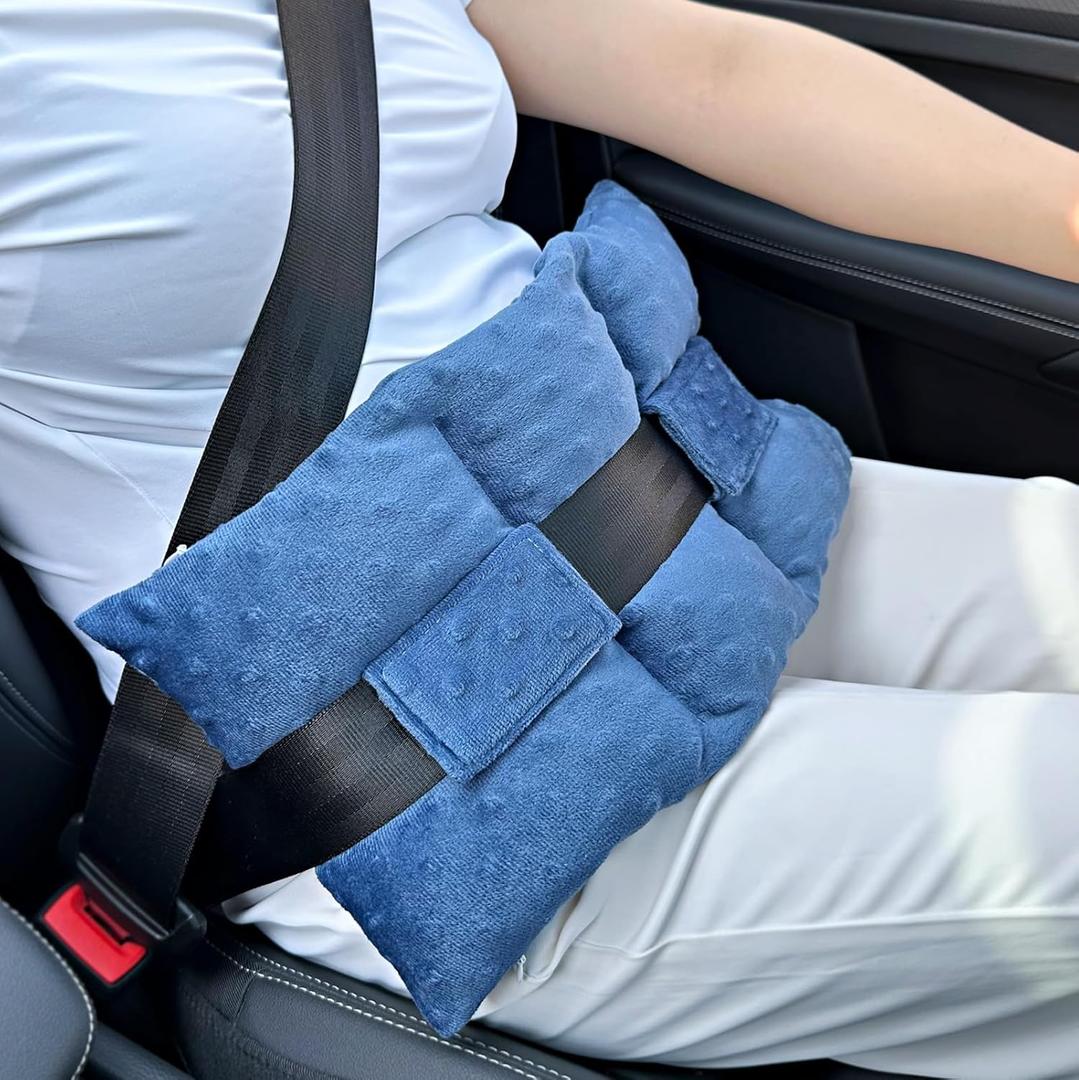 Ostomy Seatbelt Pillow, Ostomy Driving Protector, Stoma Shiled Ileostomy Urostomy Riding Guard, No Squeezing, Ostomate Must Have Supplies, Minky Dot Denim Blue