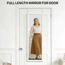 whitebeach 48" x 16" Over The Door Full Length Mirror Wall Mounted Hanging with 2 Metal Hangers for Bedroom Living Room Bathroom White