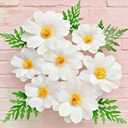 12PCS Crepe Paper Daisy Flower Decor Large White Paper Daisy Flowers for Backdrop Party Paper Tissue Pom Poms for Home Decor, Wedding Backdrops, Baby Shower, Birthday Party, Classroom Decoration