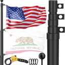 Telescoping Flag Pole for Outside House, 20 FT Heavy Duty 45K PSI & 95 HBW Hard Aerospace Aluminum Flagpole Kit, Unbending Telescopic Outdoor In-Ground Flag Poles with 3x5 American Flag for Yard (Black)