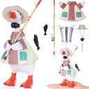 7 Inch Desk Goose Outfits Fishing Duck Costume Set Fieldsmen Clothes Mini Straw Hat Fishing Rod and Bucket for 7 Inch Goose Duck Statue Funny Decor Accessories Home Decoration