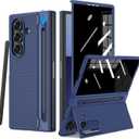 Ruky for Galaxy Z Fold 7 Case with S Pen Holder & Stylus, [Not for Z Fold 6] with Hidden Foldable Kickstand and Built-in Privacy Screen Protector, Shockproof Protective Thin Phone Cover, Blue