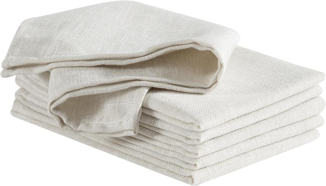 Laura Ashley Harper Luxuriously Smooth Fabric Napkins for Formal or Casual Dining, Holiday, Banquet, Wedding or Party, Set of 6 Napkins, Ivory