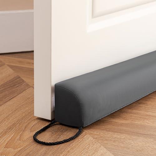 Sunolga Water Resistant Door Draft Stopper Blocks Hot and Cold Air with Removable Washable Cover for Bottom of Door, All-Season Seal for Wind, Door Sweep for Gaps Up to 3", Home Essentials, 42", Gray