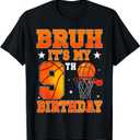 Bruh It's My 9th Birthday Basketball Birthday 9 Year Old Boy T-Shirt (Blue), Size: M for Youth