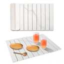 Stone Dish Drying Mat for Kitchen Counter, 24''×15'' Dishes Drying Matt Kitchen Counter, Absorbent Diatomaceous Earth Bath Quick Dry Mats for Tableware, Bottles and Cup(White Marble)