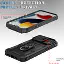 for Apple iPhone 16 Pro Max Case Military Grade Drop Shock Protection Cell Phone Cover with Slide Camera Cover Built-in 360° Rotate Ring Stand for iPhone 16 Pro Max 6.9 - Black