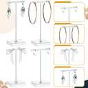 Kigeli 6 Pack Metal T Bar Earring Display Stand Retail Earring Display Holder Detachable Metal Earring Display Storage Rack Jewelry Photography Prop, Square Base, Height 4.3" and 5.1" (Silver)