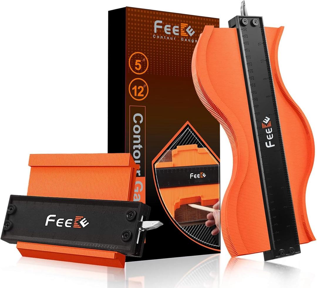 Contour Gauge (12+5 Inch) with Lock, Super Contour Duplicator Gauge Shape and Outline Tool for Woodworking Birthday Gifts for Men Dad Husband Him Tools for Men Construction Ruler Outline Angle Tool