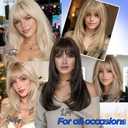 Sakuraaa Brown Straight Wig with Bangs 20 Inch Medium Length Layered Synthetic Wigs for Women, Realistic Scalp Natural Looking Heat Resistant Wig for Daily Party Cosplay Use