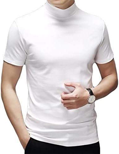Mens T Shirt Short Sleeve Basic Mock Turtleneck Slim Fit Undershirt Pullover Thermal Solid Tops, 3XL
