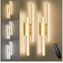LED Wall Sconce Set of 2 Gold Remote Modern LED Vanity Lights Set of 2 Indoor Wall Light Fixtures for Living Room, Dimmable Wall Sconce for Bedside Bedroom Bathroom, 23.6inch 2 Pack