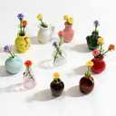 10-Pack Cute Mini Vase Magnets for Fridge, Tiny Ceramic & Glass Magnetic Vases for Refrigerator, Office Whiteboard and Locker, Aesthetic Flower Bud Vases Kitchen Decor, Ideal Gift for Mom & Women