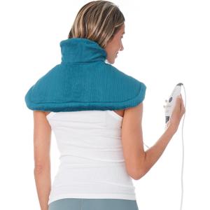 Pure Enrichment PureRelief Neck & Shoulder Heating Pad - 4 Heat Settings, Auto Shut-Off, Universal Fit, Magnet Closure, Soft Micromink, Storage Bag, Machine Wash (Turquoise Blue)