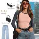 Locoowai 3 Pack Women's Long Sleeve Shirts Fitted Color Block Baseball Tee Raglan Crew Neck Layering Tops (XS)