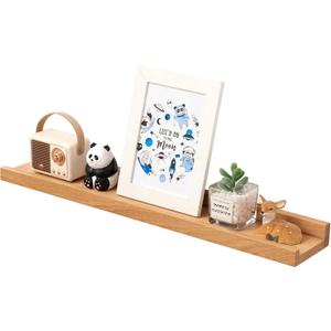 Oak Floating Shelves 24 Inch Wall Shelves for Decor and Storage, 4 Inch Deep Natural Solid Wood Shelf, Picture Ledge Shelf for Bedroom Bathroom Living Room KitchenLaundry Room, 4x24