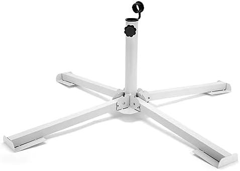 KiKiHeim Patio Umbrella Stand Outdoor Base, Portable Foldable Beach Umbrella Stand, Rust Free Tempered Iron Umbrella Base Holder, White