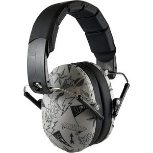 Baby Banz Earmuffs Kids Hearing Protection - 2+ Years - Noise Reduction Rating - Soft & Comfortable - Kids Ear Protection (Grey Doodle)