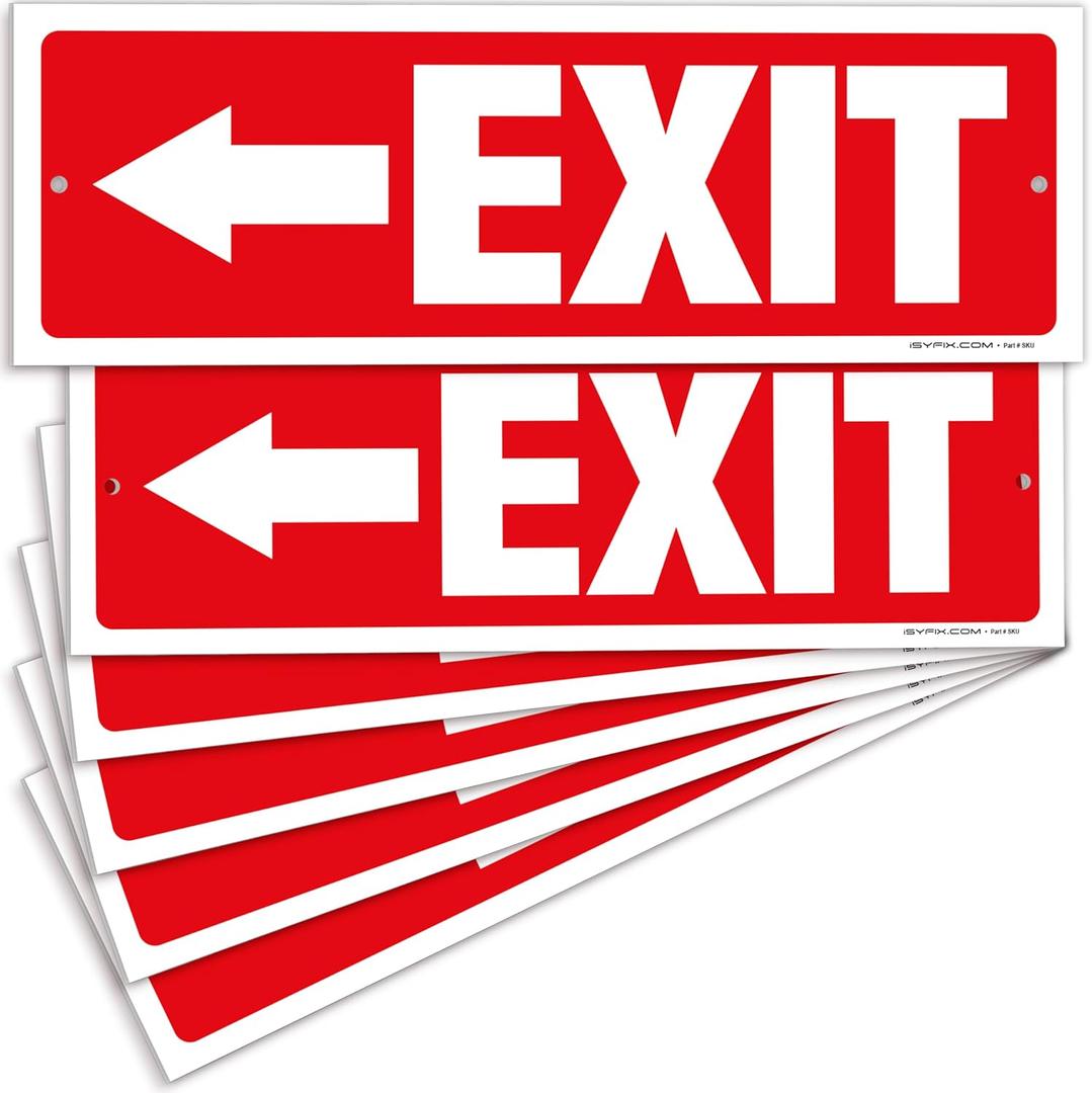 iSYFIX Exit Signs - 6 Pack 12x4 Inch Directional Left Arrow Signs, 40 mil Polystyrene Plastic, UV Laminated, Scratch & Fade Resistant, Waterproof - Ideal for Office, Theater, School, Business iSYFIX Exit Signs - 6 Pack 12x4 Inch Directional Left Arrow Signs, 40 mil Polystyrene Plastic, UV Laminated, Scratch & Fade Resistant, Waterproof - Ideal for Office, Theater, School, Business