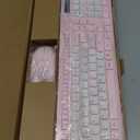 Wireless Keyboard and Mouse Combo, Full-Sized Quiet Wireless Keyboard and Adjustable DPI Mouse, 2.4GHz USB Receiver, Keyboard and Mouse for PC, Windows, Desktop, Laptop (Pink and White-B)