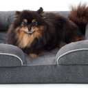 Made4Pets Orthopedic Dog Bed for Small Dogs, Supportive Foam Small Pet Bed Sofa with Washable Removable Cover, Waterproof Dog Couch Bed, Non-Slip Bottom and Egg-Crate Foam, Grey (24.0"L x 18.0"W x 6.0"Th)